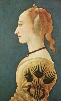 Alessio Baldovinetti : Graphic Portrait of a Lady in Yellow